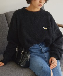 PENNEYS/ペニーズ 別注 THE FOX ロゴ ワンポイント刺繍 ロングフェザーオーバーサイズ プルオーバーニット