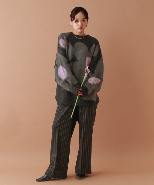 RAGEBLUE（レイジブルー）の「選べるシルエット/シャギーフラワーニット（ニット/セーター・レディース・ブラウン/アイボリー/ブラック/グレー/ピンク/ブルー・MEDIUM/LARGE）」の13枚目の写真