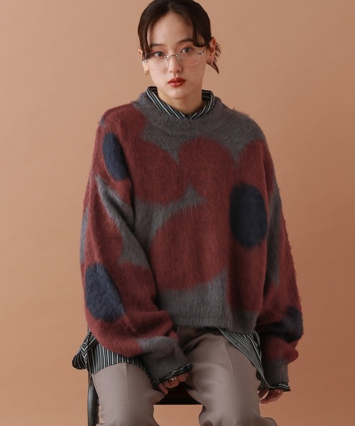 RAGEBLUE（レイジブルー）の「選べるシルエット/シャギーフラワーニット（ニット/セーター・レディース・ブラウン/アイボリー/ブラック/グレー/ピンク/ブルー・MEDIUM/LARGE）」の22枚目の写真