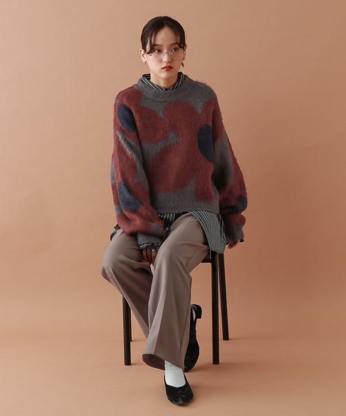 RAGEBLUE（レイジブルー）の「選べるシルエット/シャギーフラワーニット（ニット/セーター・レディース・ブラウン/アイボリー/ブラック/グレー/ピンク/ブルー・MEDIUM/LARGE）」の19枚目の写真