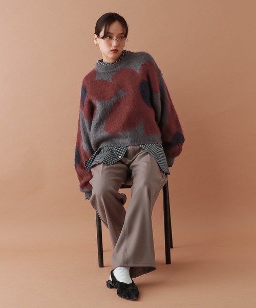 RAGEBLUE（レイジブルー）の「選べるシルエット/シャギーフラワーニット（ニット/セーター・レディース・ブラウン/アイボリー/ブラック/グレー/ピンク/ブルー・MEDIUM/LARGE）」の20枚目の写真