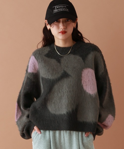 RAGEBLUE（レイジブルー）の「選べるシルエット/シャギーフラワーニット（ニット/セーター・レディース・ブラウン/アイボリー/ブラック/グレー/ピンク/ブルー・MEDIUM/LARGE）」の11枚目の写真