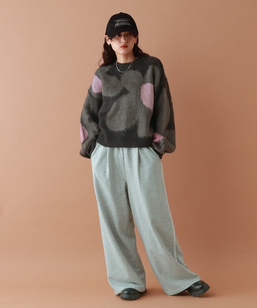 RAGEBLUE（レイジブルー）の「選べるシルエット/シャギーフラワーニット（ニット/セーター・レディース・ブラウン/アイボリー/ブラック/グレー/ピンク/ブルー・MEDIUM/LARGE）」の7枚目の写真