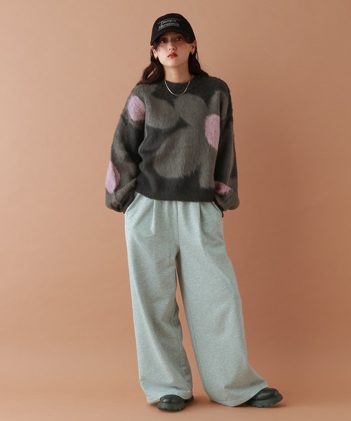 RAGEBLUE（レイジブルー）の「選べるシルエット/シャギーフラワーニット（ニット/セーター・レディース・ブラウン/アイボリー/ブラック/グレー/ピンク/ブルー・MEDIUM/LARGE）」の8枚目の写真