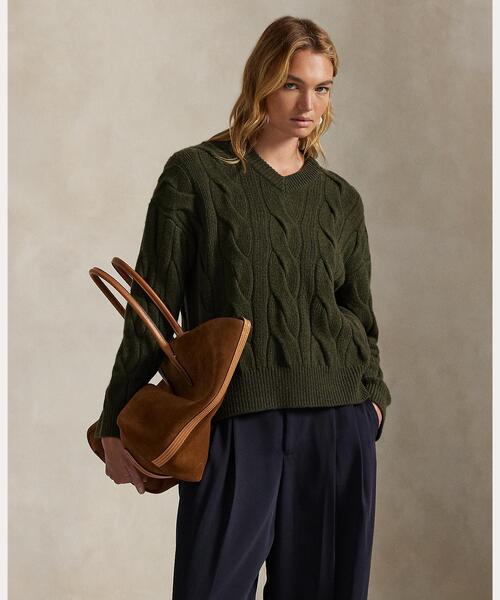 POLO RALPH LAUREN - POLO RALPH LAUREN ケーブルニット ウールカシミヤ  Vネック ケーブルニット ウールカシミヤ Vネック セーター（ニット
