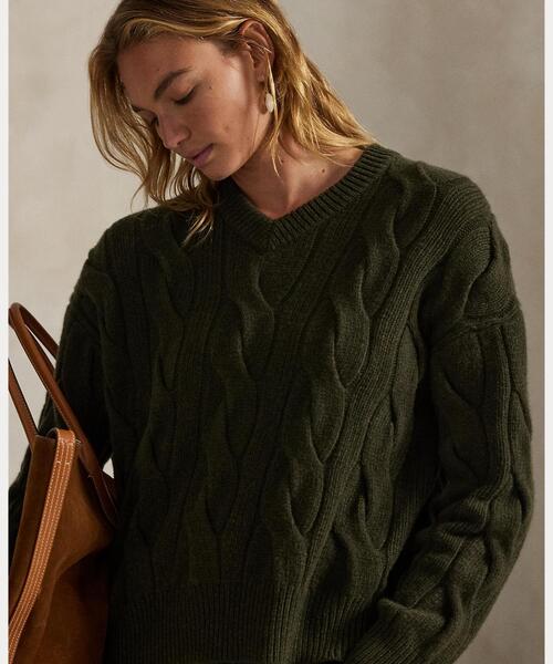 ケーブルニット ウールカシミヤ Vネック セーター POLO RALPH LAUREN（ポロ ラルフ ローレン）の「ケーブルニット