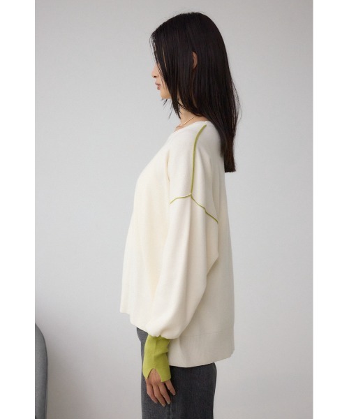 AZUL by moussy（アズールバイマウジー）の「バイカラーカフニット（ニット/セーター・レディース・杢グレー/アイボリー/ブラック・FREE）」の8枚目の写真