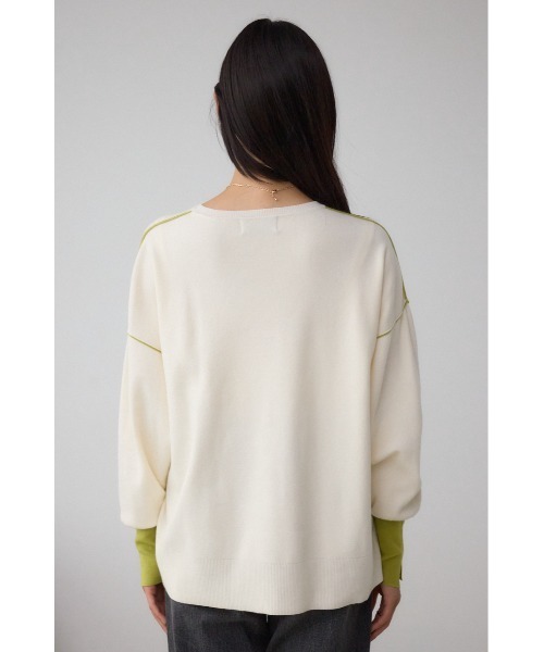 AZUL by moussy（アズールバイマウジー）の「バイカラーカフニット（ニット/セーター・レディース・杢グレー/アイボリー/ブラック・FREE）」の9枚目の写真