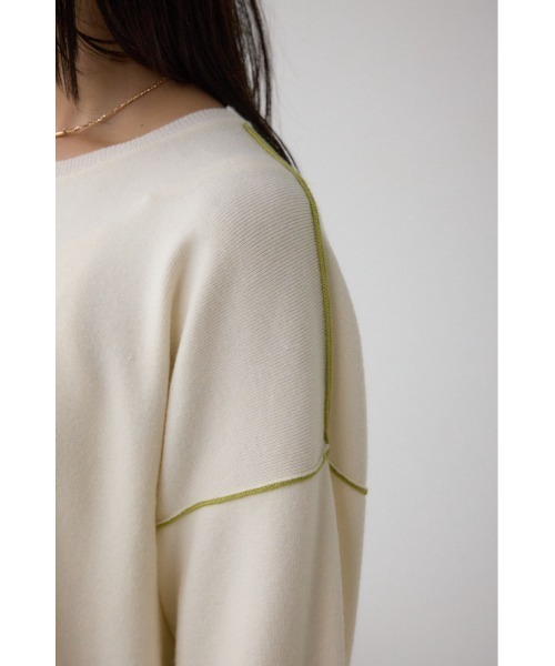 AZUL by moussy（アズールバイマウジー）の「バイカラーカフニット（ニット/セーター・レディース・杢グレー/アイボリー/ブラック・FREE）」の11枚目の写真