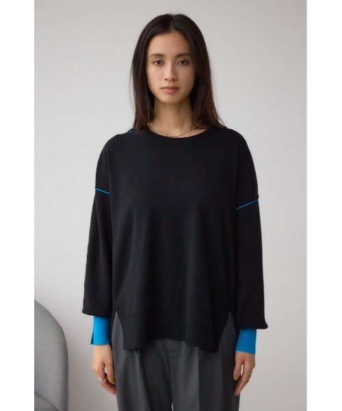 AZUL by moussy（アズールバイマウジー）の「バイカラーカフニット（ニット/セーター・レディース・杢グレー/アイボリー/ブラック・FREE）」の17枚目の写真