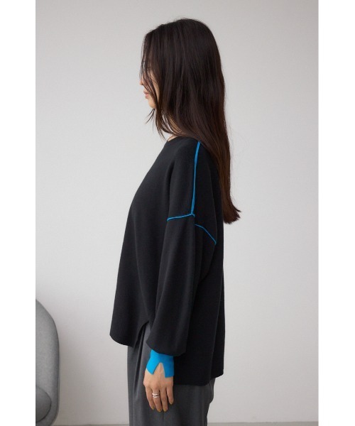 AZUL by moussy（アズールバイマウジー）の「バイカラーカフニット（ニット/セーター・レディース・杢グレー/アイボリー/ブラック・FREE）」の18枚目の写真