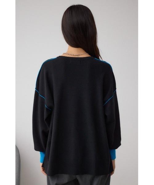 AZUL by moussy（アズールバイマウジー）の「バイカラーカフニット（ニット/セーター・レディース・杢グレー/アイボリー/ブラック・FREE）」の19枚目の写真