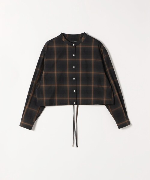 nicholson&nicholson（ニコルソンアンドニコルソン）の「nicholson&nicholson:〈手洗い可能〉ショート ギャザー チェック シャツ ブラウス（シャツ/ブラウス・レディース・ブラウン/グレー・ONE SIZE）」の2枚目の写真