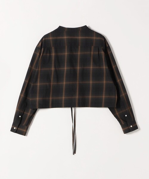 nicholson&nicholson（ニコルソンアンドニコルソン）の「nicholson&nicholson:〈手洗い可能〉ショート ギャザー チェック シャツ ブラウス（シャツ/ブラウス・レディース・ブラウン/グレー・ONE SIZE）」の3枚目の写真