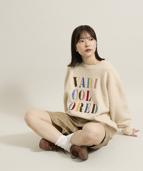 FREAK'S STORE(フリークスストア)の「カラフル刺繍ロゴニット(ニット/セーター・レディース・オフホワイト/ネイビー・フリ-)」の2枚目の写真