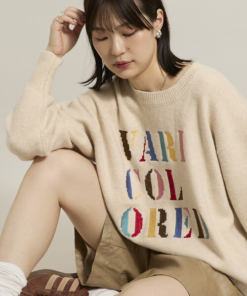 FREAK'S STORE(フリークスストア)の「カラフル刺繍ロゴニット(ニット/セーター・レディース・オフホワイト/ネイビー・フリ-)」の22枚目の写真