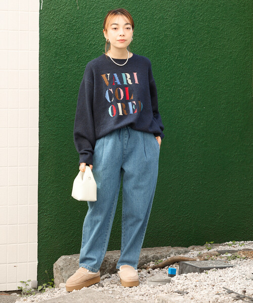  カラフルロゴ セーター p.premier ニット セーター カラフルジャガードロゴニットセーター