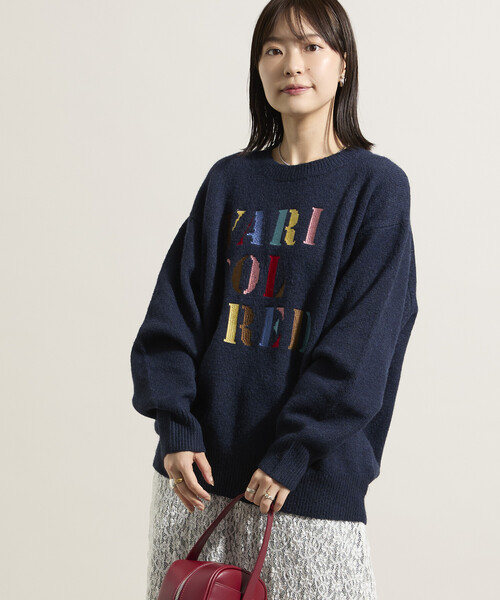 FREAK'S STORE(フリークスストア)の「カラフル刺繍ロゴニット(ニット/セーター・レディース・オフホワイト/ネイビー・フリ-)」の15枚目の写真