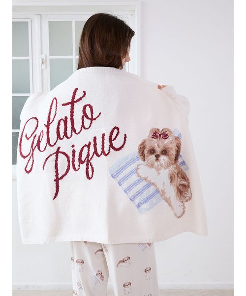ジェラートピケ　ジャガードブランケット　ビションフリーゼ　DOG 毛布 ジェラートピケ モチーフジャガードブランケット ビション