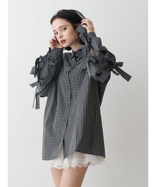jouetie(ジュエティ)の「【WEB限定】リボンスリーブBIGシャツ(シャツ/ブラウス・レディース・ブラック/ブルー・MEDIUM)」の17枚目の写真