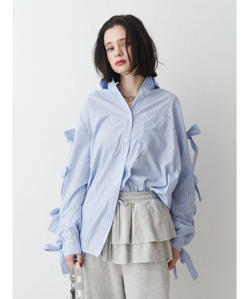 jouetie(ジュエティ)の「【WEB限定】リボンスリーブBIGシャツ(シャツ/ブラウス・レディース・ブラック/ブルー・MEDIUM)」の19枚目の写真