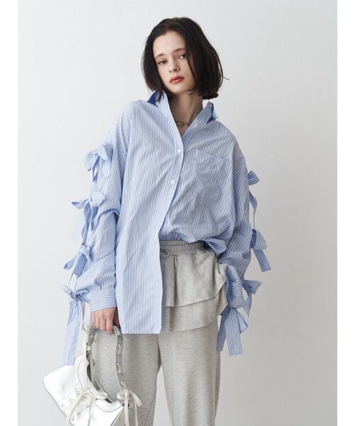 jouetie(ジュエティ)の「【WEB限定】リボンスリーブBIGシャツ(シャツ/ブラウス・レディース・ブラック/ブルー・MEDIUM)」の20枚目の写真