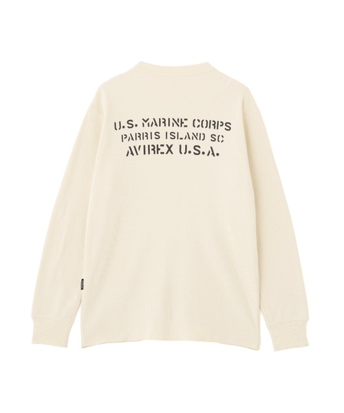 AVIREX(アヴィレックス)の「《WEB&DEPOT限定》STENCIL HONEYCOMB WAFFLE L/S T-SHIRT / ステンシル ハニカムワッフル 長袖Tシャツ / AVIREX / アヴィレックス(Tシャツ/カットソー・メンズ・ネイビー/オレンジ/ナチュラル/チャコール・MEDIUM/LARGE/X-LARGE/XX-LARGE)」の3枚目の写真