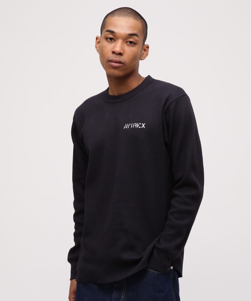 AVIREX(アヴィレックス)の「《WEB&DEPOT限定》STENCIL HONEYCOMB WAFFLE L/S T-SHIRT / ステンシル ハニカムワッフル 長袖Tシャツ / AVIREX / アヴィレックス(Tシャツ/カットソー・メンズ・ネイビー/オレンジ/ナチュラル/チャコール・MEDIUM/LARGE/X-LARGE/XX-LARGE)」の8枚目の写真