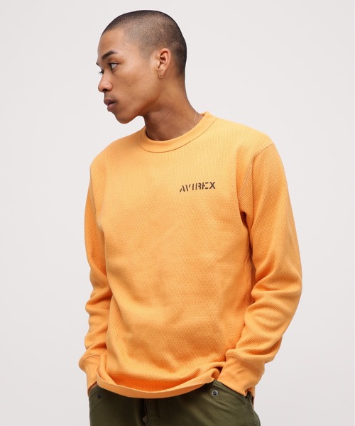 AVIREX(アヴィレックス)の「《WEB&DEPOT限定》STENCIL HONEYCOMB WAFFLE L/S T-SHIRT / ステンシル ハニカムワッフル 長袖Tシャツ / AVIREX / アヴィレックス(Tシャツ/カットソー・メンズ・ネイビー/オレンジ/ナチュラル/チャコール・MEDIUM/LARGE/X-LARGE/XX-LARGE)」の22枚目の写真