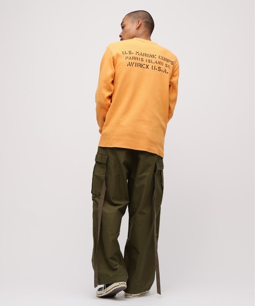 AVIREX(アヴィレックス)の「《WEB&DEPOT限定》STENCIL HONEYCOMB WAFFLE L/S T-SHIRT / ステンシル ハニカムワッフル 長袖Tシャツ / AVIREX / アヴィレックス(Tシャツ/カットソー・メンズ・ネイビー/オレンジ/ナチュラル/チャコール・MEDIUM/LARGE/X-LARGE/XX-LARGE)」の13枚目の写真