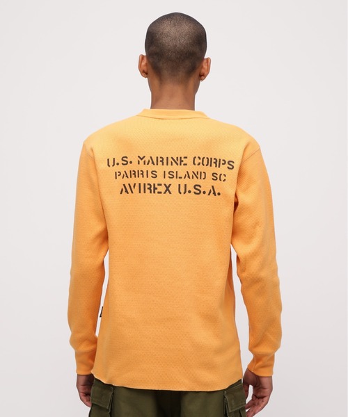 AVIREX(アヴィレックス)の「《WEB&DEPOT限定》STENCIL HONEYCOMB WAFFLE L/S T-SHIRT / ステンシル ハニカムワッフル 長袖Tシャツ / AVIREX / アヴィレックス(Tシャツ/カットソー・メンズ・ネイビー/オレンジ/ナチュラル/チャコール・MEDIUM/LARGE/X-LARGE/XX-LARGE)」の15枚目の写真