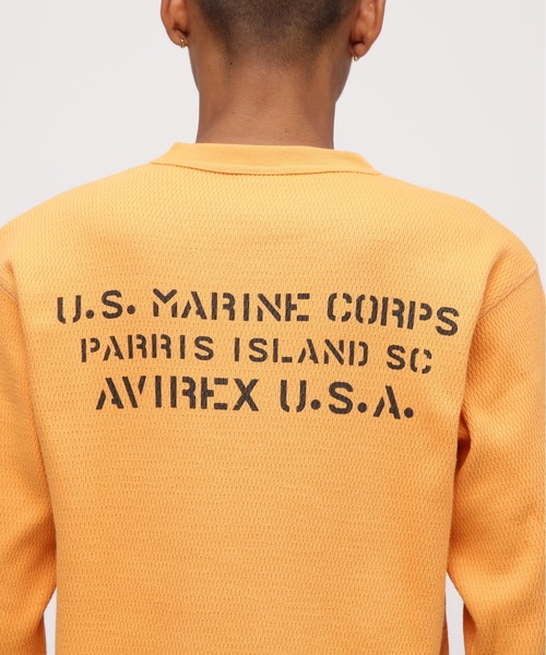 AVIREX(アヴィレックス)の「《WEB&DEPOT限定》STENCIL HONEYCOMB WAFFLE L/S T-SHIRT / ステンシル ハニカムワッフル 長袖Tシャツ / AVIREX / アヴィレックス(Tシャツ/カットソー・メンズ・ネイビー/オレンジ/ナチュラル/チャコール・MEDIUM/LARGE/X-LARGE/XX-LARGE)」の11枚目の写真