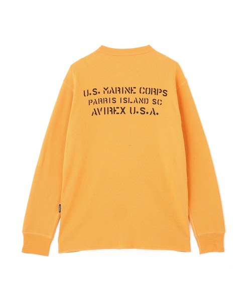 AVIREX(アヴィレックス)の「《WEB&DEPOT限定》STENCIL HONEYCOMB WAFFLE L/S T-SHIRT / ステンシル ハニカムワッフル 長袖Tシャツ / AVIREX / アヴィレックス(Tシャツ/カットソー・メンズ・ネイビー/オレンジ/ナチュラル/チャコール・MEDIUM/LARGE/X-LARGE/XX-LARGE)」の5枚目の写真