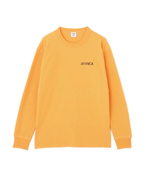 AVIREX(アヴィレックス)の「《WEB&DEPOT限定》STENCIL HONEYCOMB WAFFLE L/S T-SHIRT / ステンシル ハニカムワッフル 長袖Tシャツ / AVIREX / アヴィレックス(Tシャツ/カットソー・メンズ・ネイビー/オレンジ/ナチュラル/チャコール・MEDIUM/LARGE/X-LARGE/XX-LARGE)」の12枚目の写真