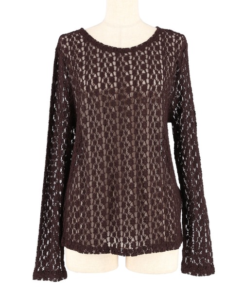 coca(coca)(コカ)の「ストレッチレーストップス(Tシャツ/カットソー・レディース・アイボリー/ダークブラウン・S/L/M)」の17枚目の写真
