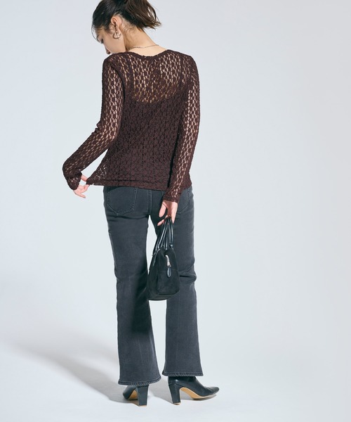 coca(coca)(コカ)の「ストレッチレーストップス(Tシャツ/カットソー・レディース・アイボリー/ダークブラウン・S/L/M)」の20枚目の写真