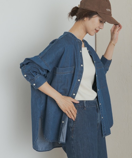 デニムバンドカラーシャツ　 アーバンリサーチドアーズ URBAN RESEARCH DOORS（アーバンリサーチドアーズ）の「デニム