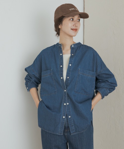 新品未使用　アーバンリサーチドアーズ　バンドカラーデニムシャツ デニムバンドカラーシャツ（シャツ/ブラウス）｜URBAN RESEARCH