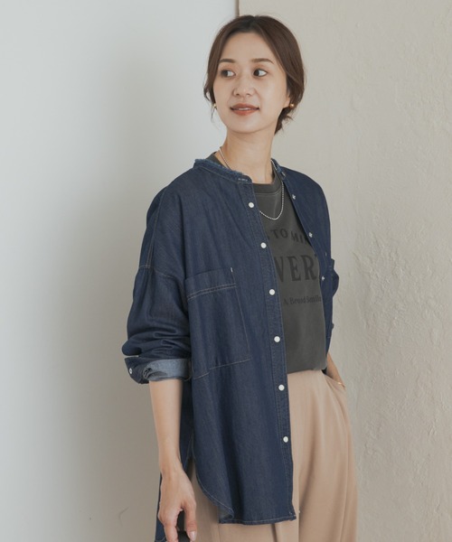 新品未使用 アーバンリサーチドアーズ バンドカラーデニムシャツ デニムバンドカラーシャツ(シャツ/ブラウス)|URBAN RESEARCH