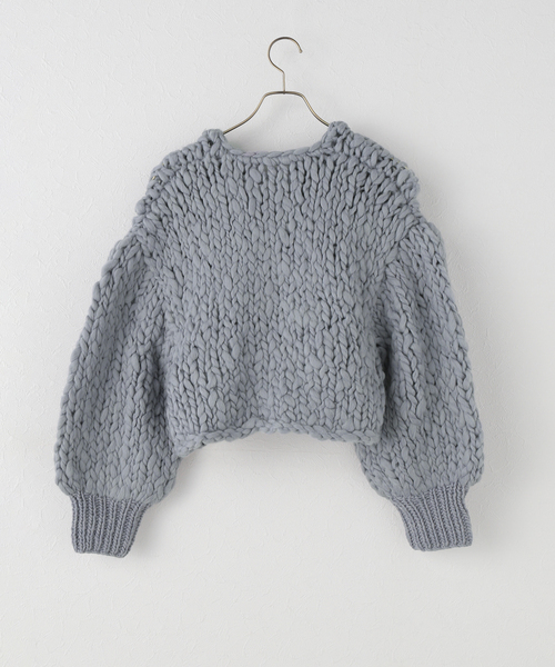 NOBLE ウールジャンボスラブハンドニットカーディガン HAND KNIT 白 HAND KNIT ショートカーディガン（カーディガン/ボレロ）｜NOBLE