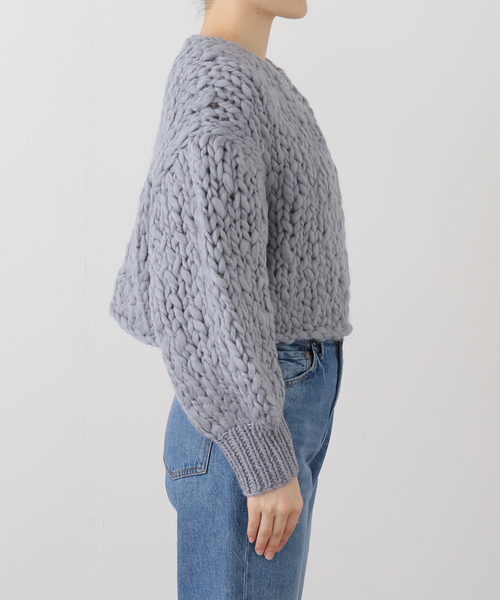 Noble（ノーブル）の「HAND KNIT ショートカーディガン（カーディガン/ボレロ・レディース・アイボリー/ブルー・FREE）」の12枚目の写真