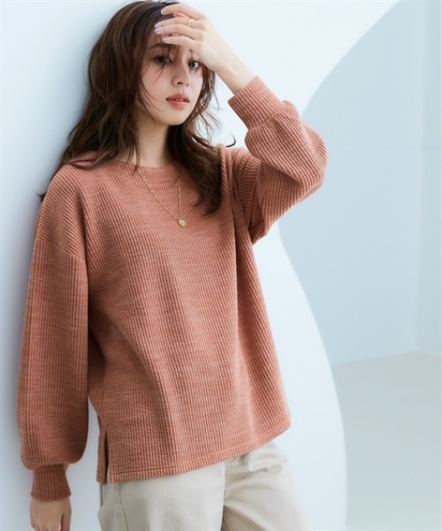 nissen(ニッセン)の「リブ見えカットソーサイドスリットプルオーバー<大きいサイズ有>(Tシャツ/カットソー・レディース・ブラック/チャコールグレー/ブラウン/ベージュ/ミント・S/M/L/LL)」の3枚目の写真