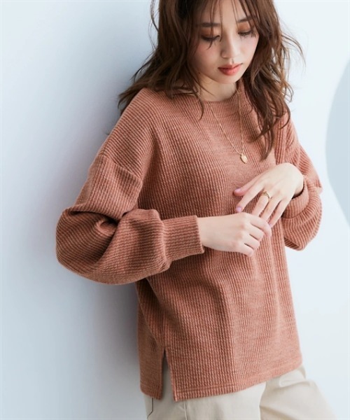 nissen(ニッセン)の「リブ見えカットソーサイドスリットプルオーバー<大きいサイズ有>(Tシャツ/カットソー・レディース・ブラック/チャコールグレー/ブラウン/ベージュ/ミント・S/M/L/LL)」の11枚目の写真