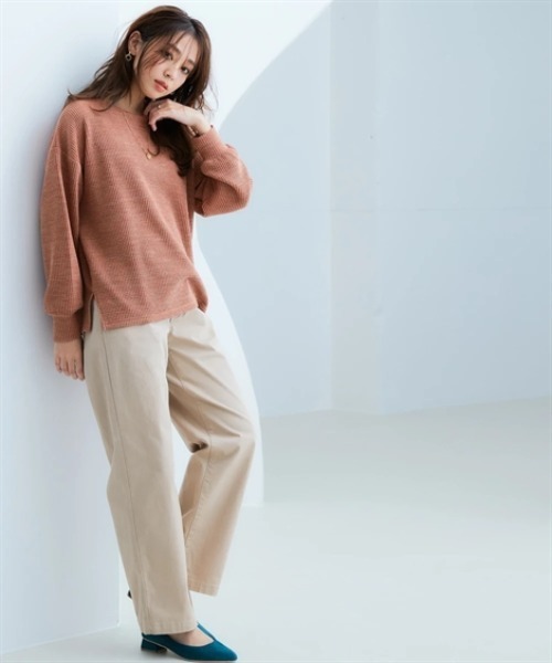 nissen(ニッセン)の「リブ見えカットソーサイドスリットプルオーバー<大きいサイズ有>(Tシャツ/カットソー・レディース・ブラック/チャコールグレー/ブラウン/ベージュ/ミント・S/M/L/LL)」の12枚目の写真