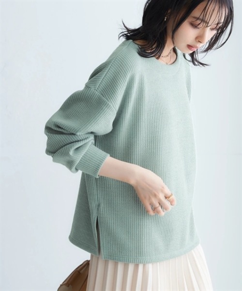nissen(ニッセン)の「リブ見えカットソーサイドスリットプルオーバー<大きいサイズ有>(Tシャツ/カットソー・レディース・ブラック/チャコールグレー/ブラウン/ベージュ/ミント・S/M/L/LL)」の16枚目の写真