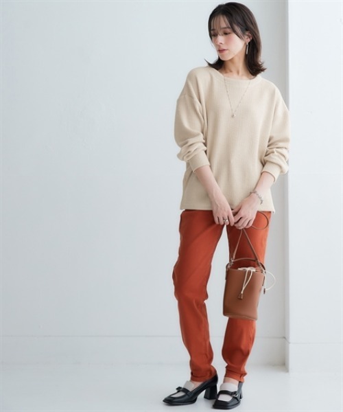 nissen(ニッセン)の「リブ見えカットソーサイドスリットプルオーバー<大きいサイズ有>(Tシャツ/カットソー・レディース・ブラック/チャコールグレー/ブラウン/ベージュ/ミント・S/M/L/LL)」の14枚目の写真
