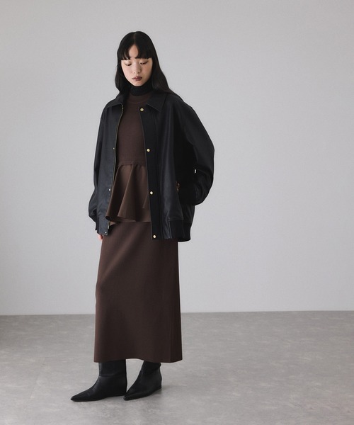 【新品】ADAM ET ROPÉ FEMME ペプラムコンビニットワンピース ADAM ET ROPÉ FEMME(アダム エ ロペ ファム) / 【再入荷