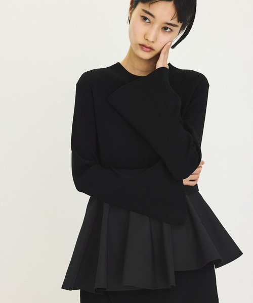 【新品】ADAM ET ROPÉ FEMME ペプラムコンビニットワンピース ADAM ET ROPÉ FEMME(アダム エ ロペ ファム) / 【サステナブル