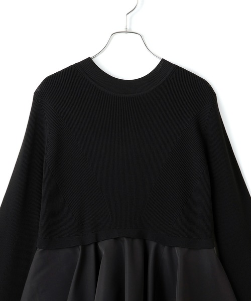 サステナブル】ペプラムコンビニットワンピース/オケージョン対応