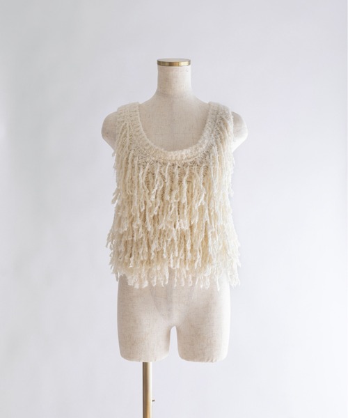EN NEUME(エンノイム)の「Fringe Knit Bustier(ベスト・レディース・ブラウン/アイボリー/チャコール・FREE)」の14枚目の写真